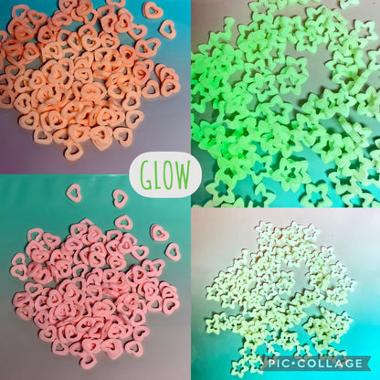 POLYMER CLAY SLICES/ GLITTER SHAPES/ TOPPERS FOR CUSTOM CUPS