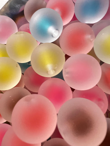 10 PCS - 15mm Frosted Jelly Matte Mixed Colors Double Layer Round Acrylic Beads image 1