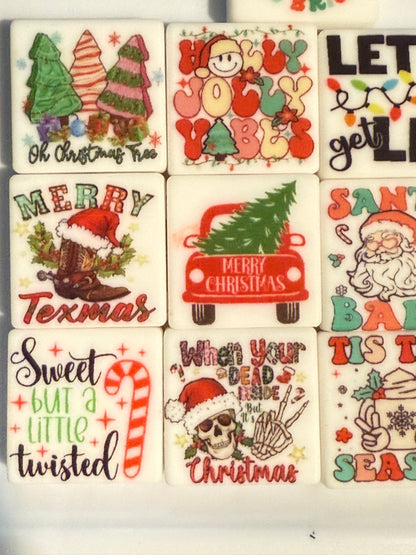 F/CHR8 (1)PC 1" Choose Your Style Christmas Quotes Focal Bead for DIY Keychains, Wristlets, Cup Charms, Car Charms ETC