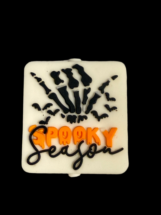 F/HAL6 (1)PC 1" Spooky Season W/Skeleton Hand Sign Focal Bead for DIY Keychains, Wristlets, Cup Charms, Car Charms ETC