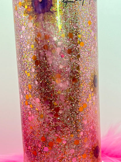   (1)- RTS 30oz Straight Peach/Pink/Yellow Keep Going ink/glitter Epoxy Tumbler image 4
