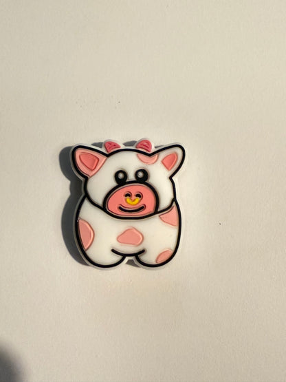 F/A28- (1)PC 1.1" Choose your color- COW Focal Bead for DIY Keychains, Wristlets, Cup Charms, Car Charms ETC