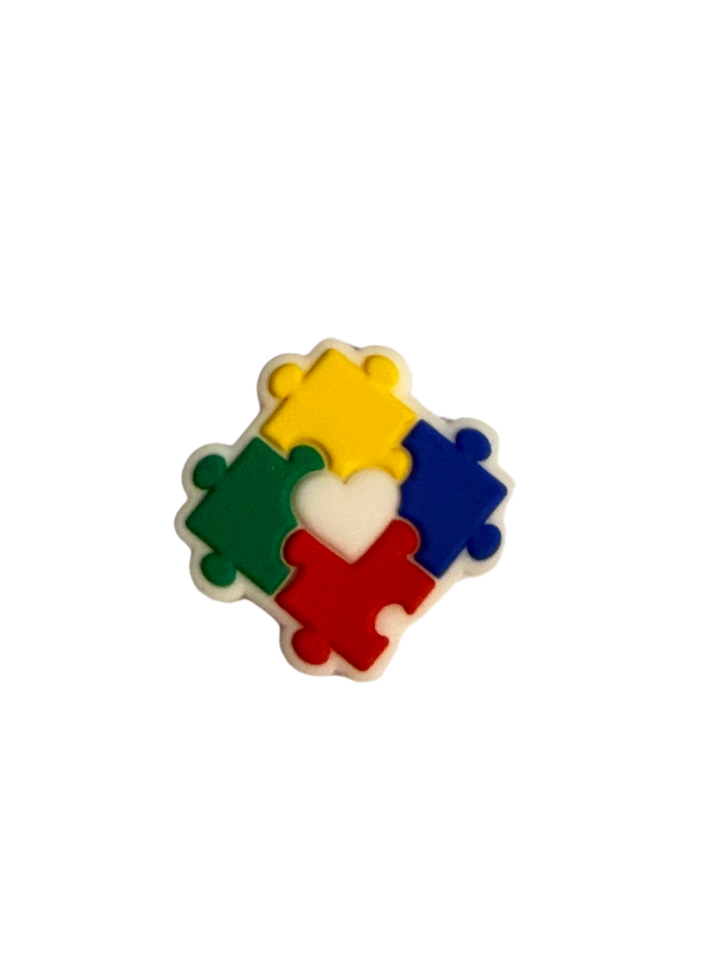 F/DX 4- (1)PC 1" Rainbow Puzzle Pieces W/Heart Focal Bead for DIY Keychains, Wristlets, Cup Charms, Car Charms ETC