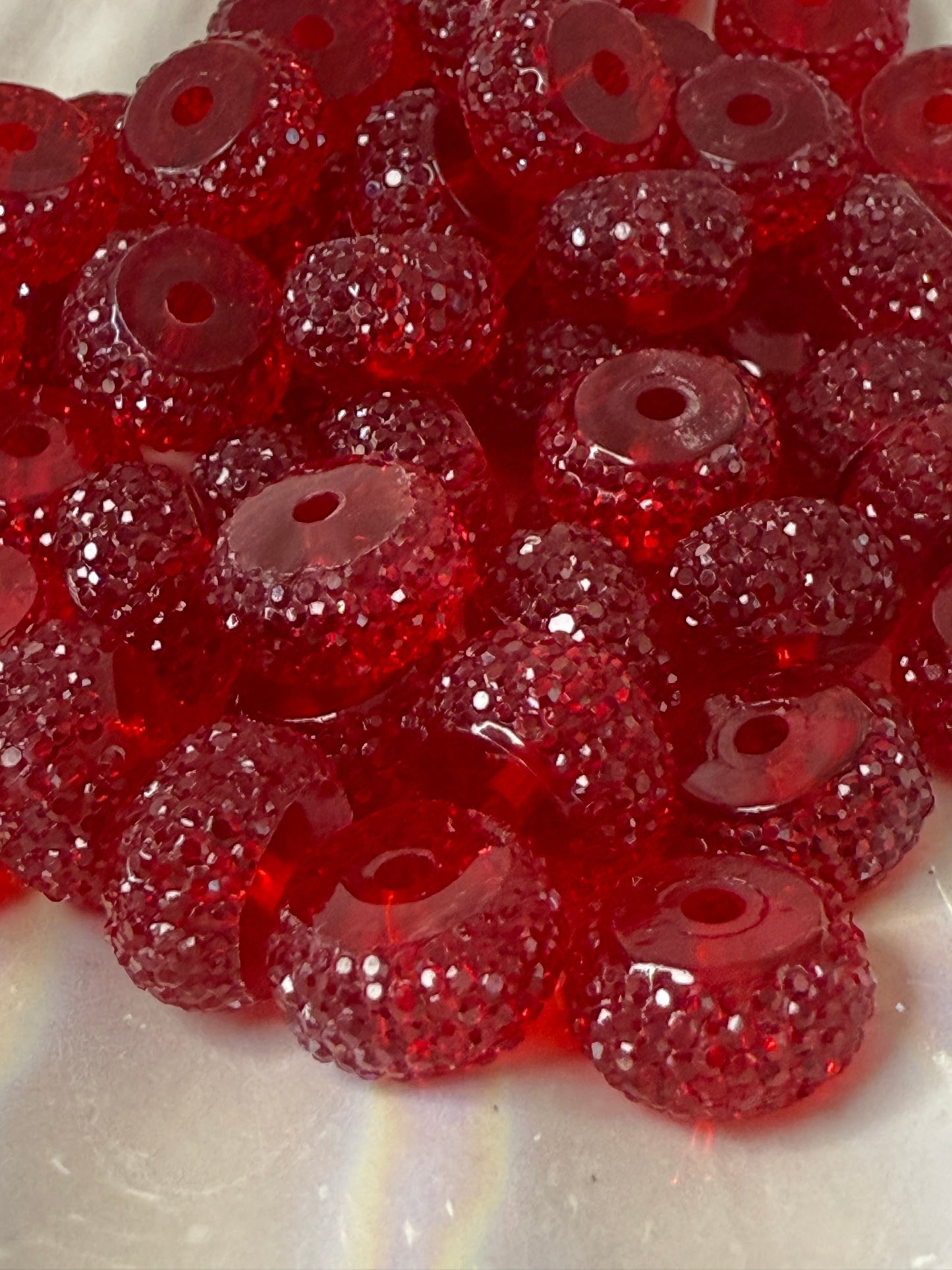 R71-(10PCS) 12mm JELLY CLEAR BURGUNDY Round Rondelle Style Spacer Plastic/Acrylic Beads for DIY