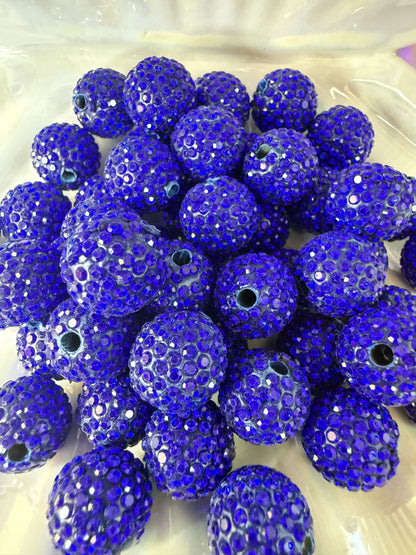 R11- (10PCS) 16mm Royal Blue Pave-rhinestones with Polymer Clay Core Beads for DIY