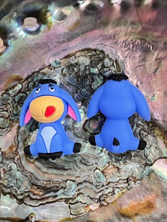 (1)PC- 3D CUTE Sitting Blue Donkey Silicone Focal Bead image 0