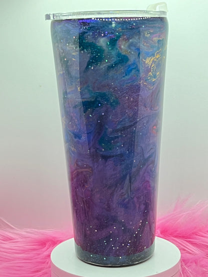(1)- RTS 32oz Tapered Milky Way Teal/pink/purple/blueSwirl/glitter Epoxy Tumbler image 3