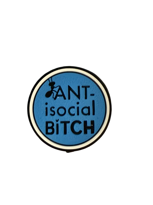 F/BW2- (1)PC 1.1" Anti-Social B!T*H W/Ant Focal Bead for DIY Keychains, Wristlets, Cup Charms, Car Charms ETC