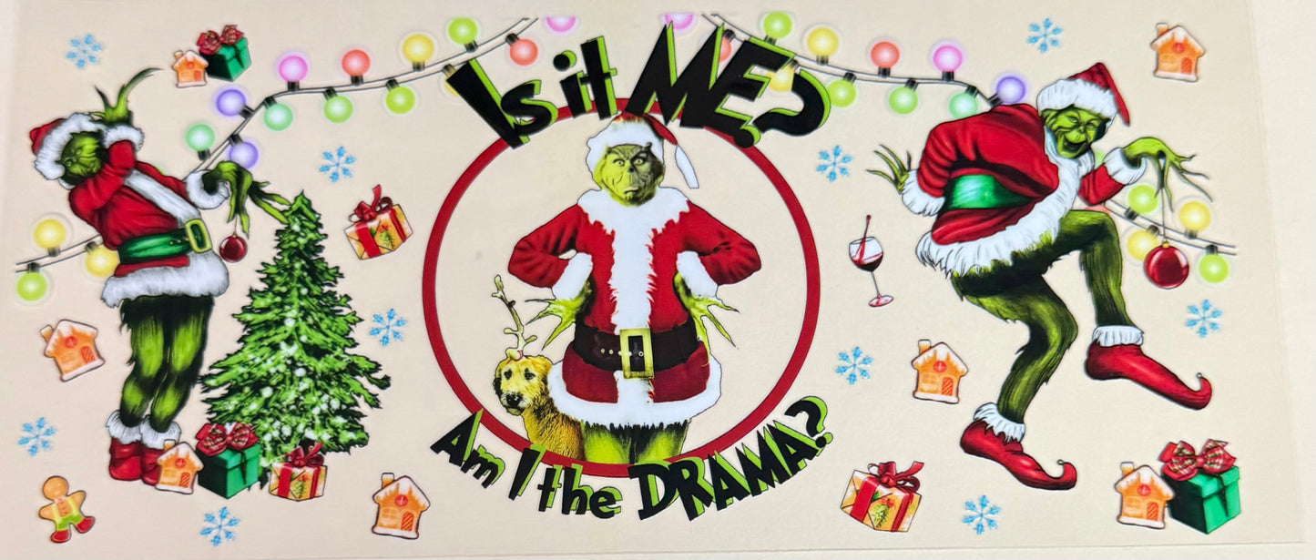 C442- (1PC) GRINCH 16OZ UV DTF Transfer Wrap/Sticker for Cup/Tumbler