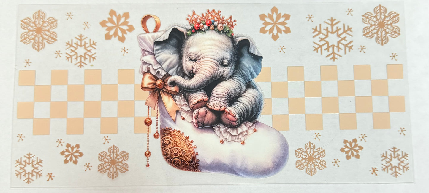 C565- (1PC) WINTER ELEPHANT 16OZ UV DTF Transfer Wrap/Sticker for Cup/Tumbler