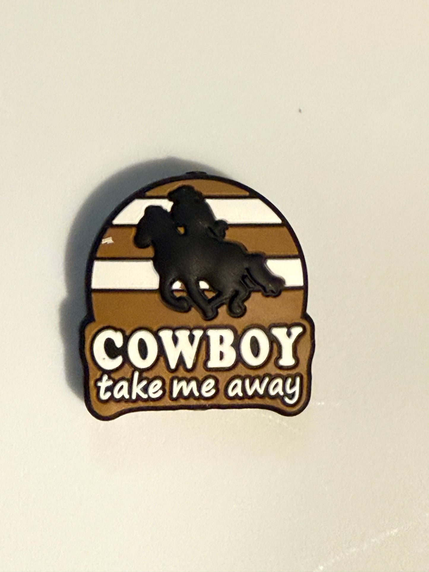 F/C28- (1)PC 1.1" Choose your color- Cowboy Take Me Away W/Horse Focal Bead for DIY Keychains, Wristlets, Cup Charms, Car Charms ETC