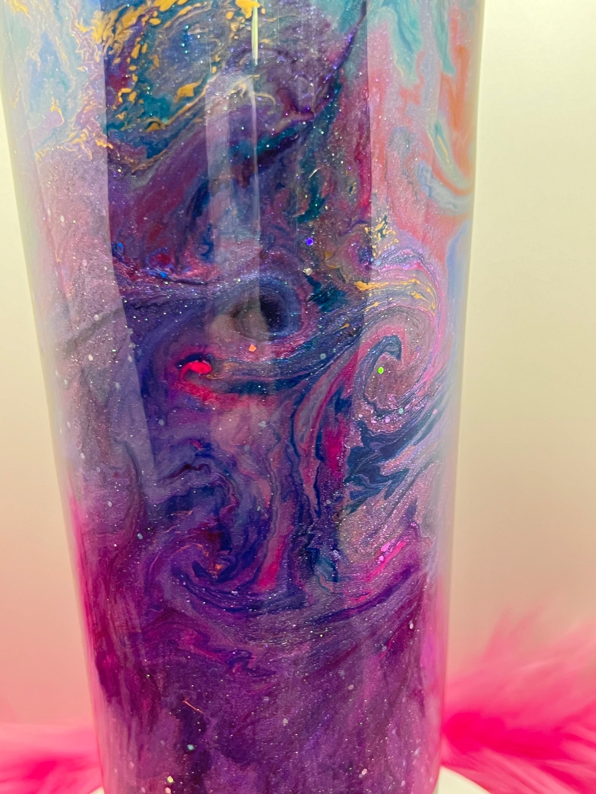 (1)- RTS 32oz Tapered Milky Way Teal/pink/purple/blueSwirl/glitter Epoxy Tumbler image 1