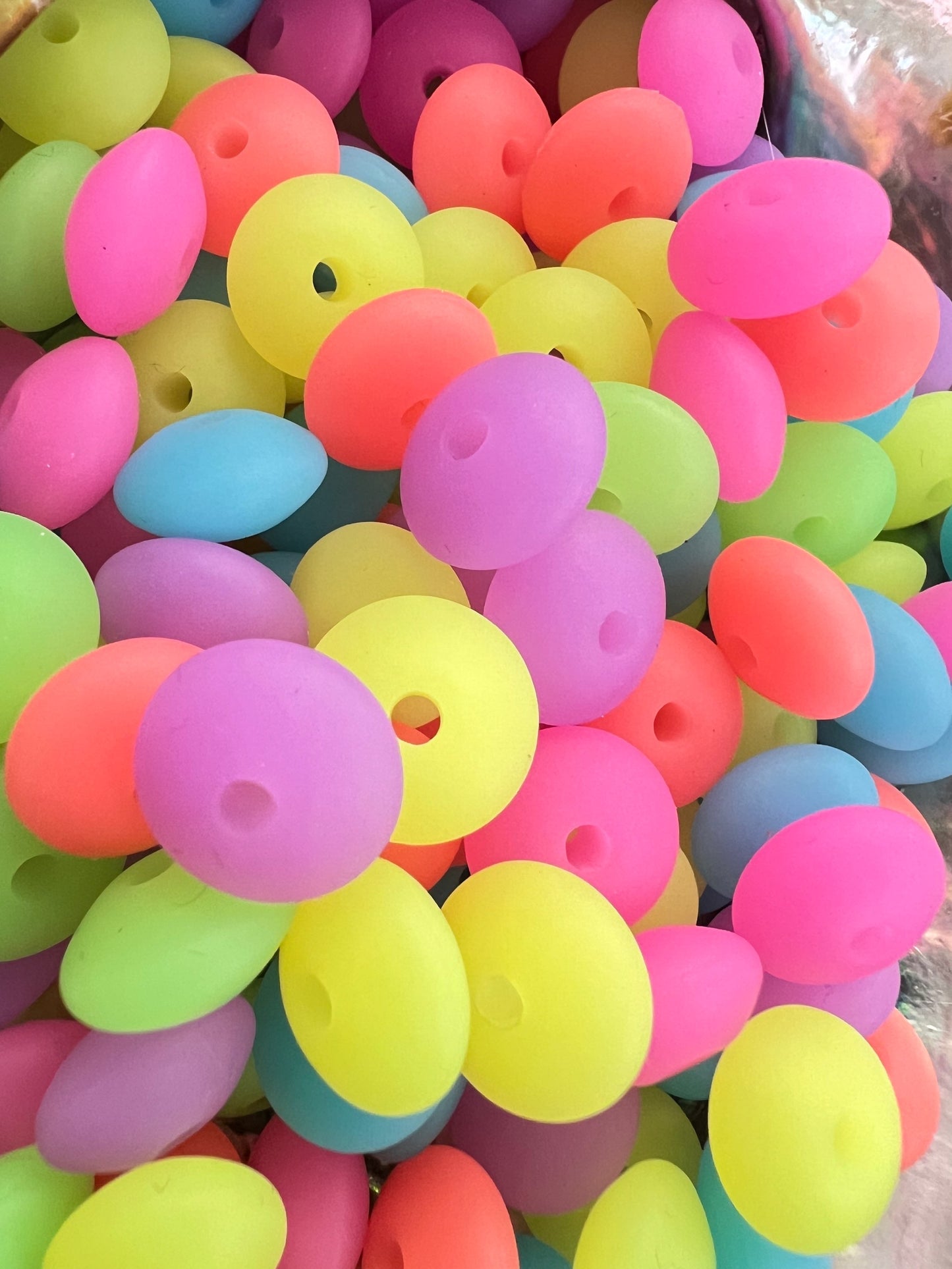 25 PCS- 11mm Silicone GLOW Multicolored/Brights/ Lentils/Spacer/ Wheel Beads image 1