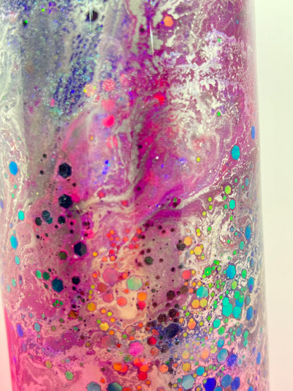(1)- RTS 30oz Straight Pink/purple/chrome MILKY WAY ink/glitter Epoxy Tumbler image 4