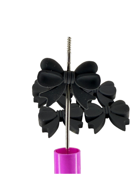 F12- (1)PC 1.1" Black BOW Focal Bead for DIY Keychains, Wristlets, Cup Charms, Car Charms ETC