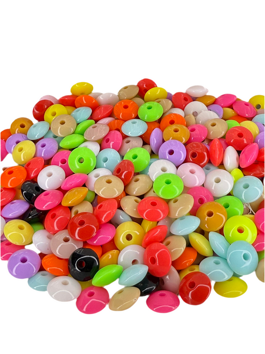 R89-(20PCS) 10mm Multi Color/Bright/Lentils/Spacer/Wheel Plastic Beads for DIY