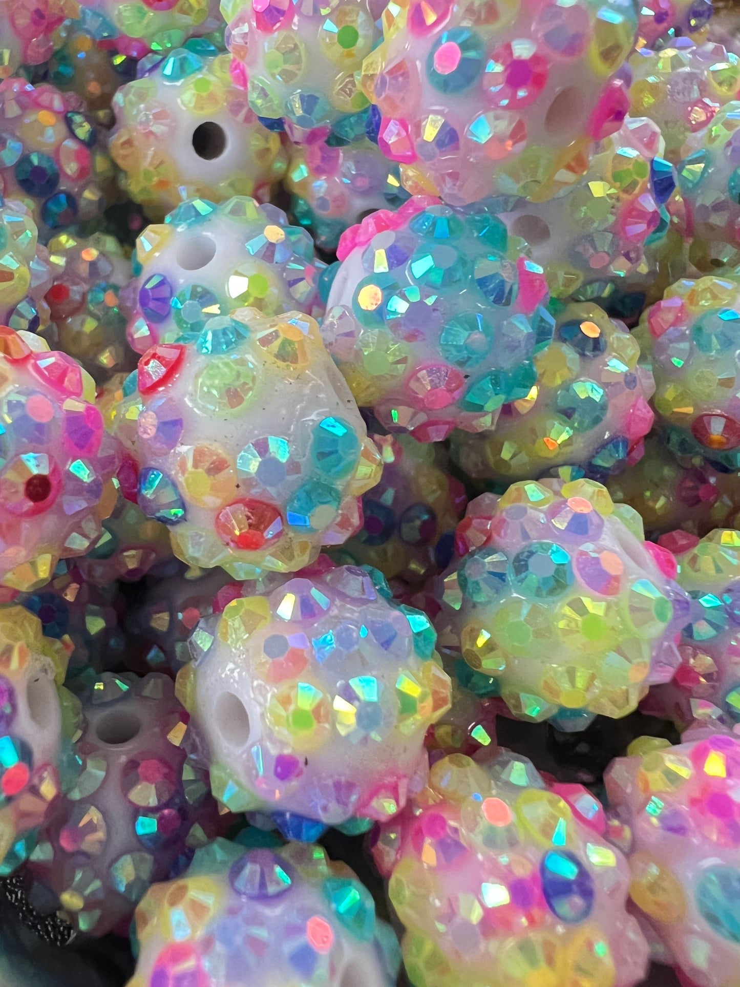 10 PCS -13mm MultiColor Rainbow AB Coated Resin Rhinestone Beads image 1