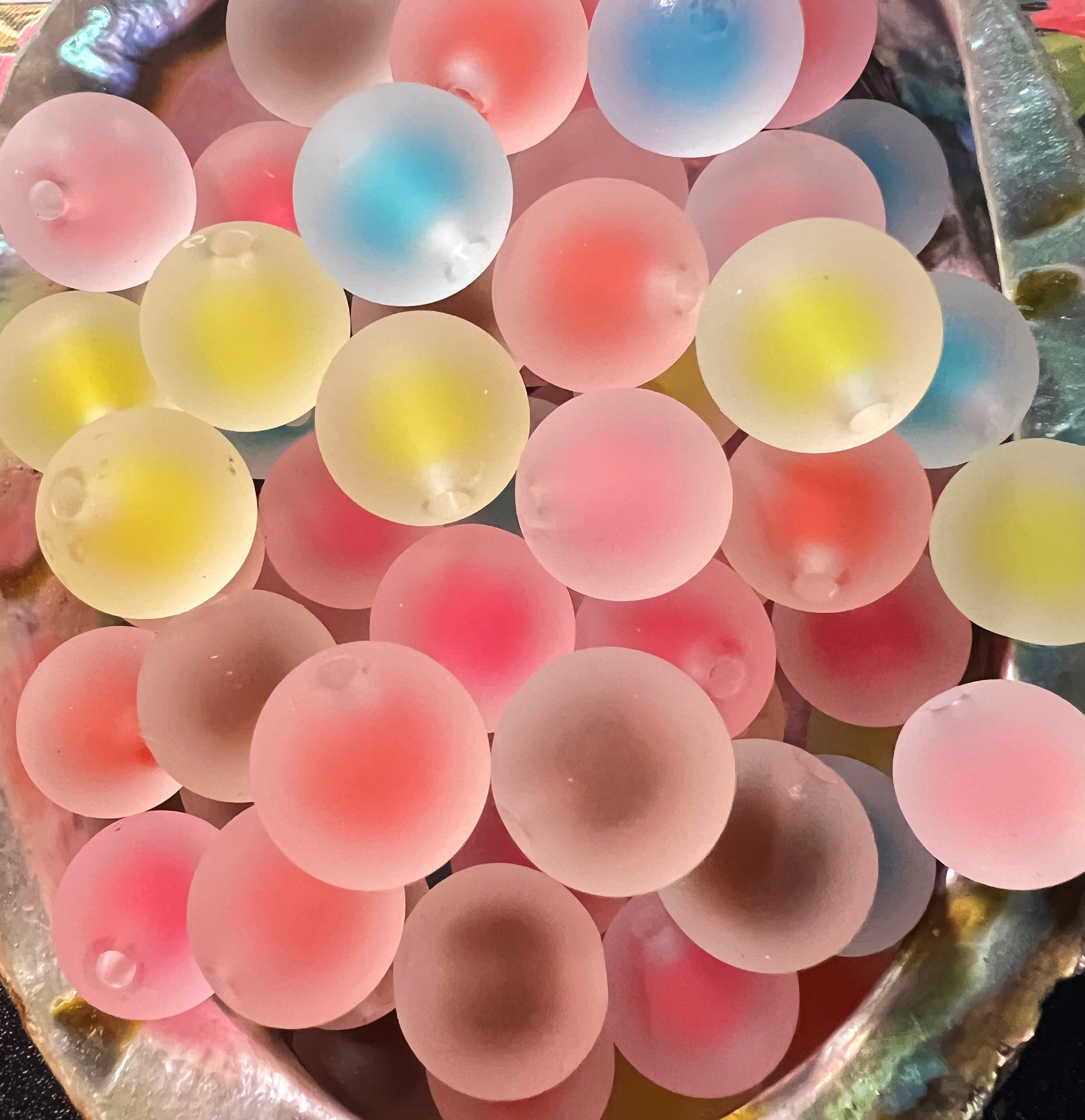 10 PCS - 15mm Frosted Jelly Matte Mixed Colors Double Layer Round Acrylic Beads image 2
