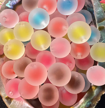 10 PCS - 15mm Frosted Jelly Matte Mixed Colors Double Layer Round Acrylic Beads image 2