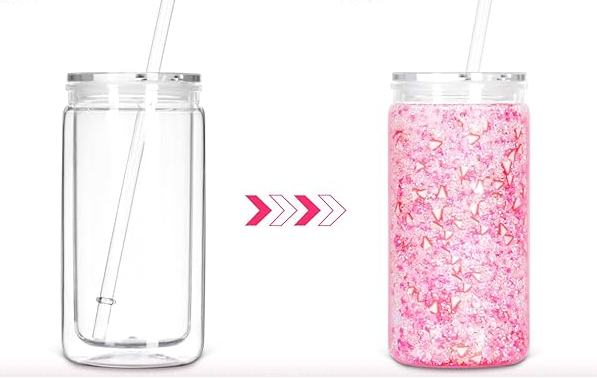 (1)- Personalized 16oz GLASS Snow Globe Libby Style Tumbler