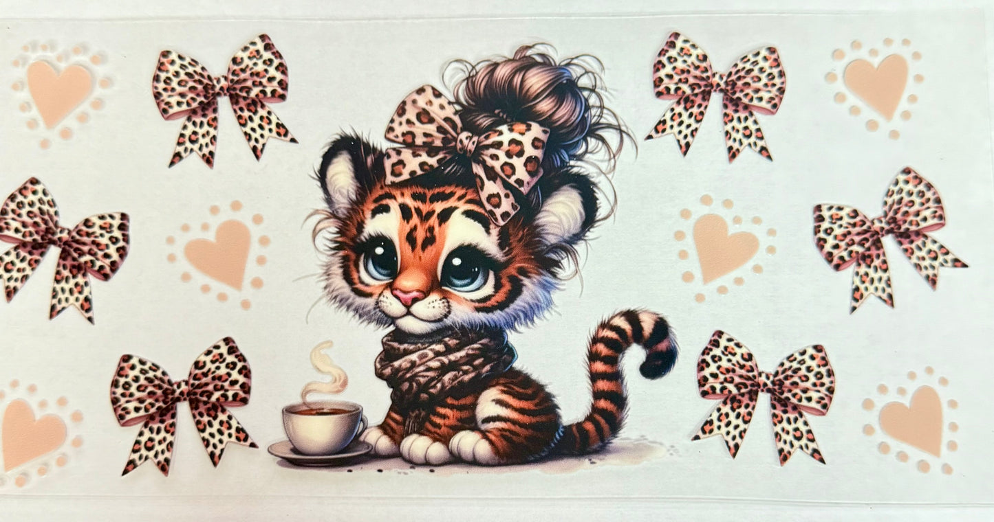 C566- (1PC) GIRLY TIGER 16OZ UV DTF Transfer Wrap/Sticker for Cup/Tumbler