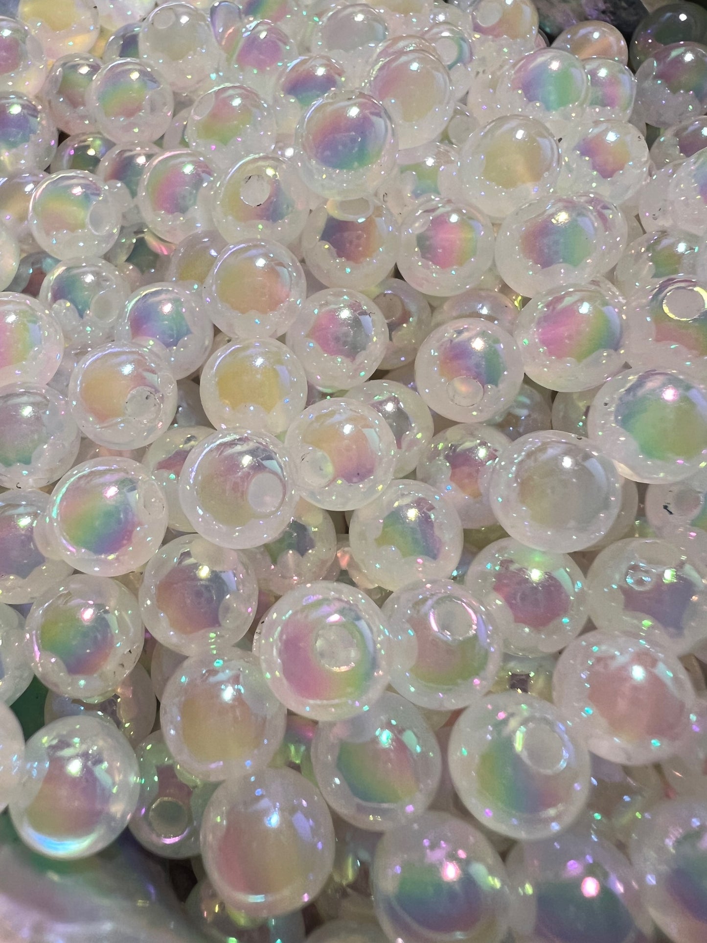 10 PCS- 8mm COLOR CHANGE Small Round UVAB Clear Iridescent Rainbow Acrylic Beads image 2