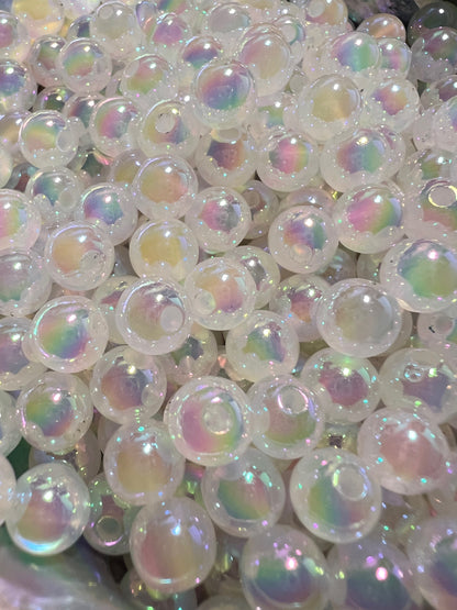 10 PCS- 8mm COLOR CHANGE Small Round UVAB Clear Iridescent Rainbow Acrylic Beads image 2
