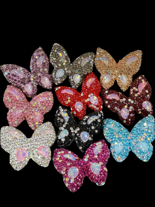 R52- (1PC) CHOOSE YOUR COLOR- High Quality 37mm BUTTERFLY Pave-rhinestones with shape rhinestones on wings Clay Core Beads for DIY