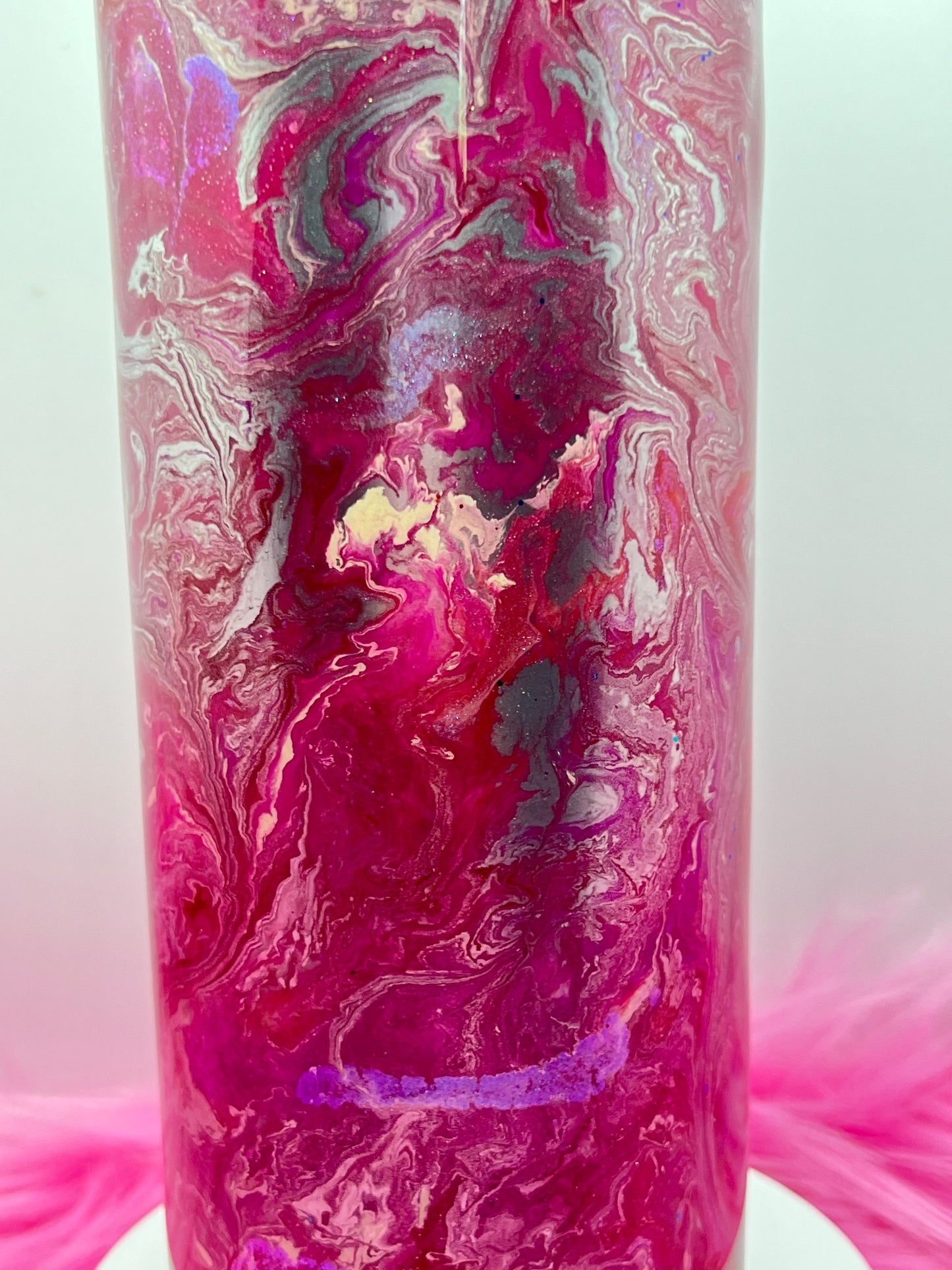 (1)- RTS 30oz Straight Dreamcatcher Rose Pinks/Silver ink/glitter Epoxy Tumbler image 5