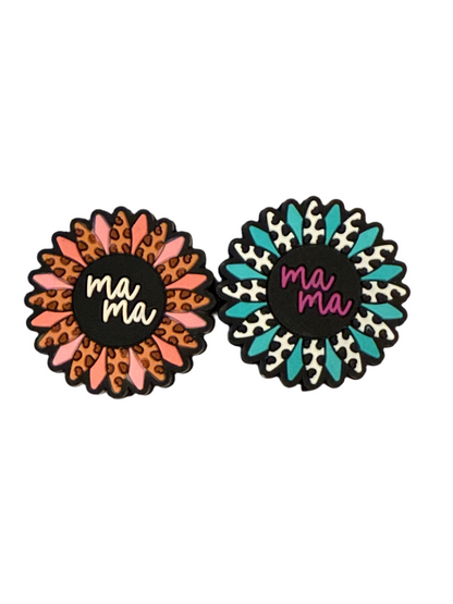 F/M17- (1)PC 1.1" Choose your color- MAMA W/Colorful Flower Focal Bead for DIY Keychains, Wristlets, Cup Charms, Car Charms ETC