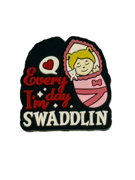 F/C6- (1)PC 1.1" Everyday I'm Swaddlin W/Baby Focal Bead for DIY Keychains, Wristlets, Cup Charms, Car Charms ETC