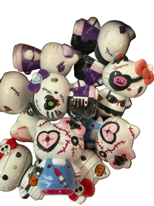 C/L B25- (5PCS) 30mm 3D Hello Kitty Halloween MIX Color Rainbow Acrylic Beads For DIY