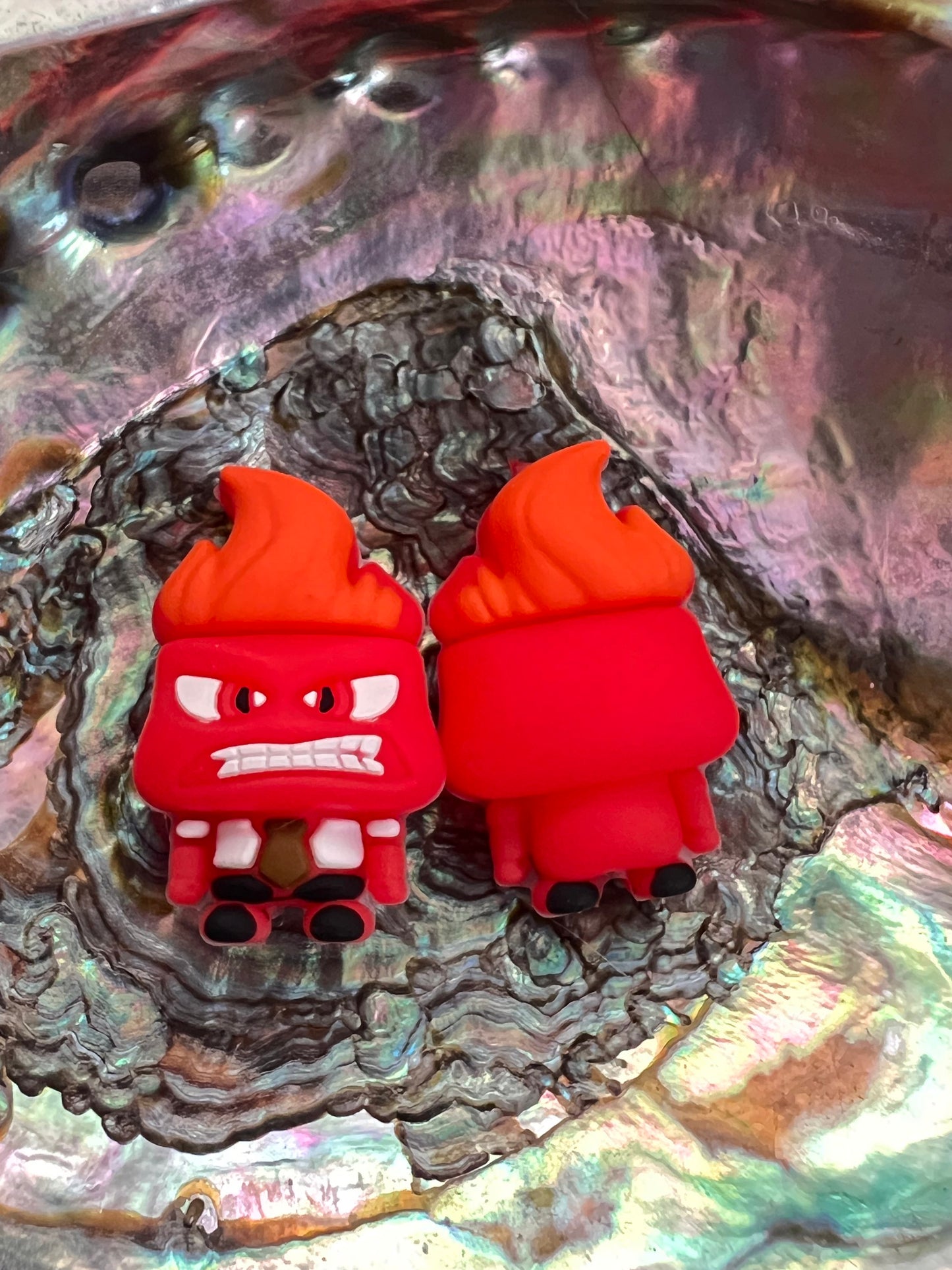 (1)PC- 3D CUTE Standing Red MAD guy Silicone Focal Bead image 0