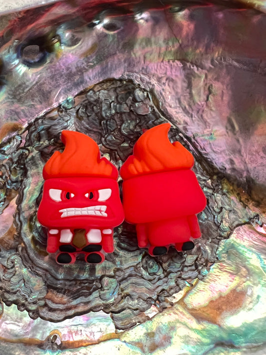 (1)PC- 3D CUTE Standing Red MAD guy Silicone Focal Bead image 0