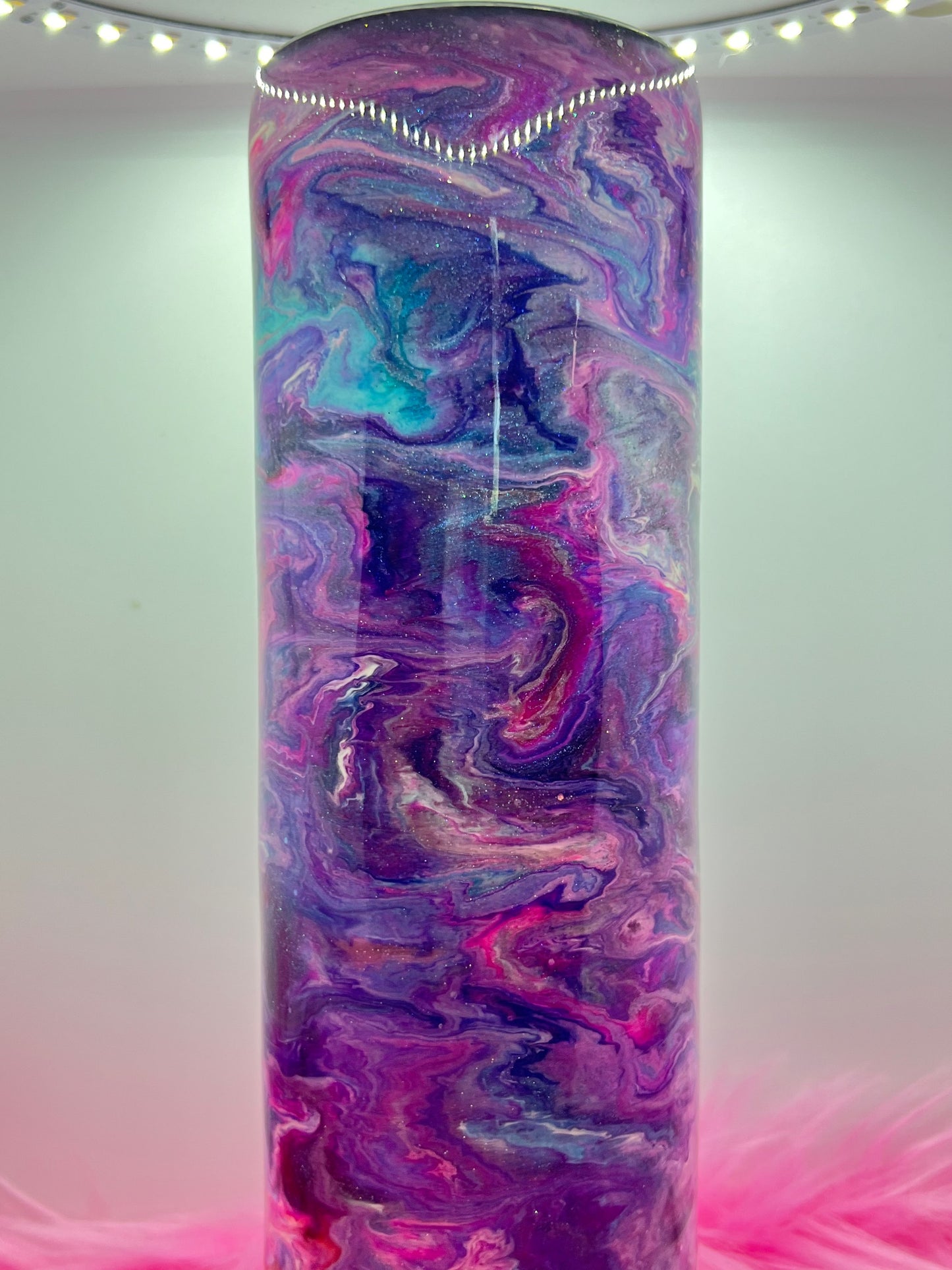 (1)- RTS 30oz Straight Pink/purple/teal/blue MILKY WAY ink/glitter Epoxy Tumbler image 1