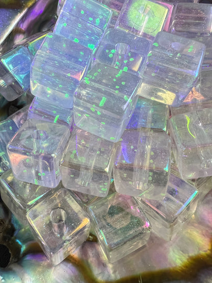 10 PCS- 12mm Luminous Clear/Transparent Acrylic Galaxy Shimmer Confetti Beads image 3
