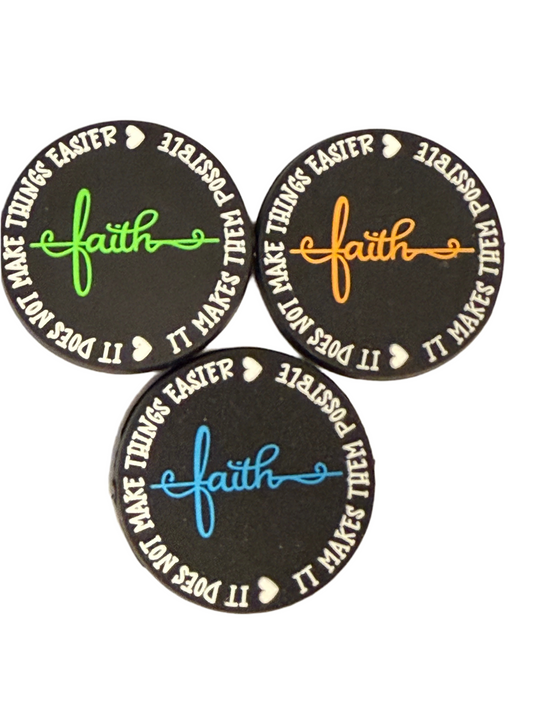 F/R5- (1)PC 1.2" Choose your color- Faith- It does not make things easier- It makes them possible Focal Bead for DIY Keychains, Wristlets, Cup Charms, Car Charms ETC