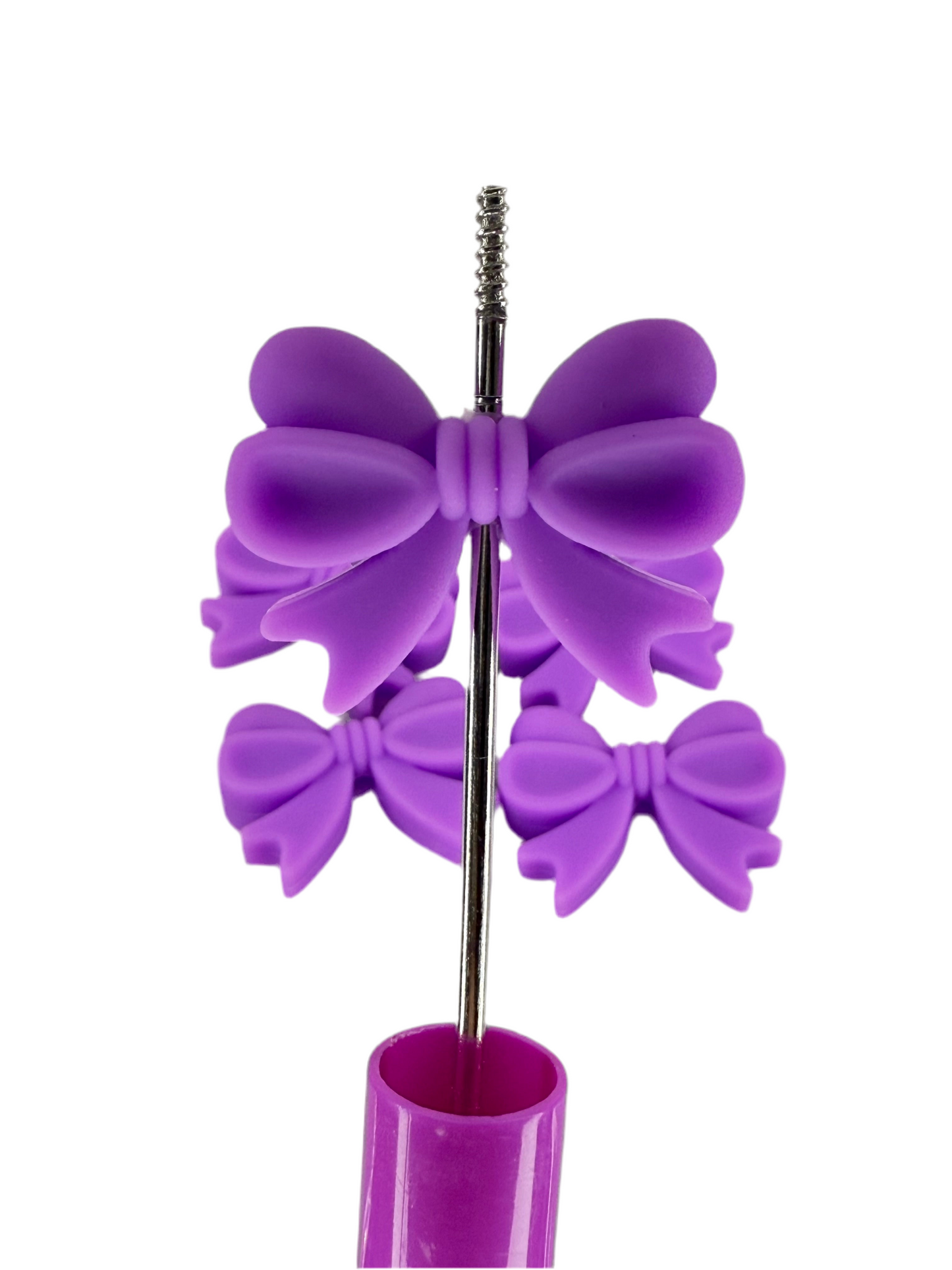 F24- (1)PC 1.1" Purple BOW Focal Bead for DIY Keychains, Wristlets, Cup Charms, Car Charms ETC