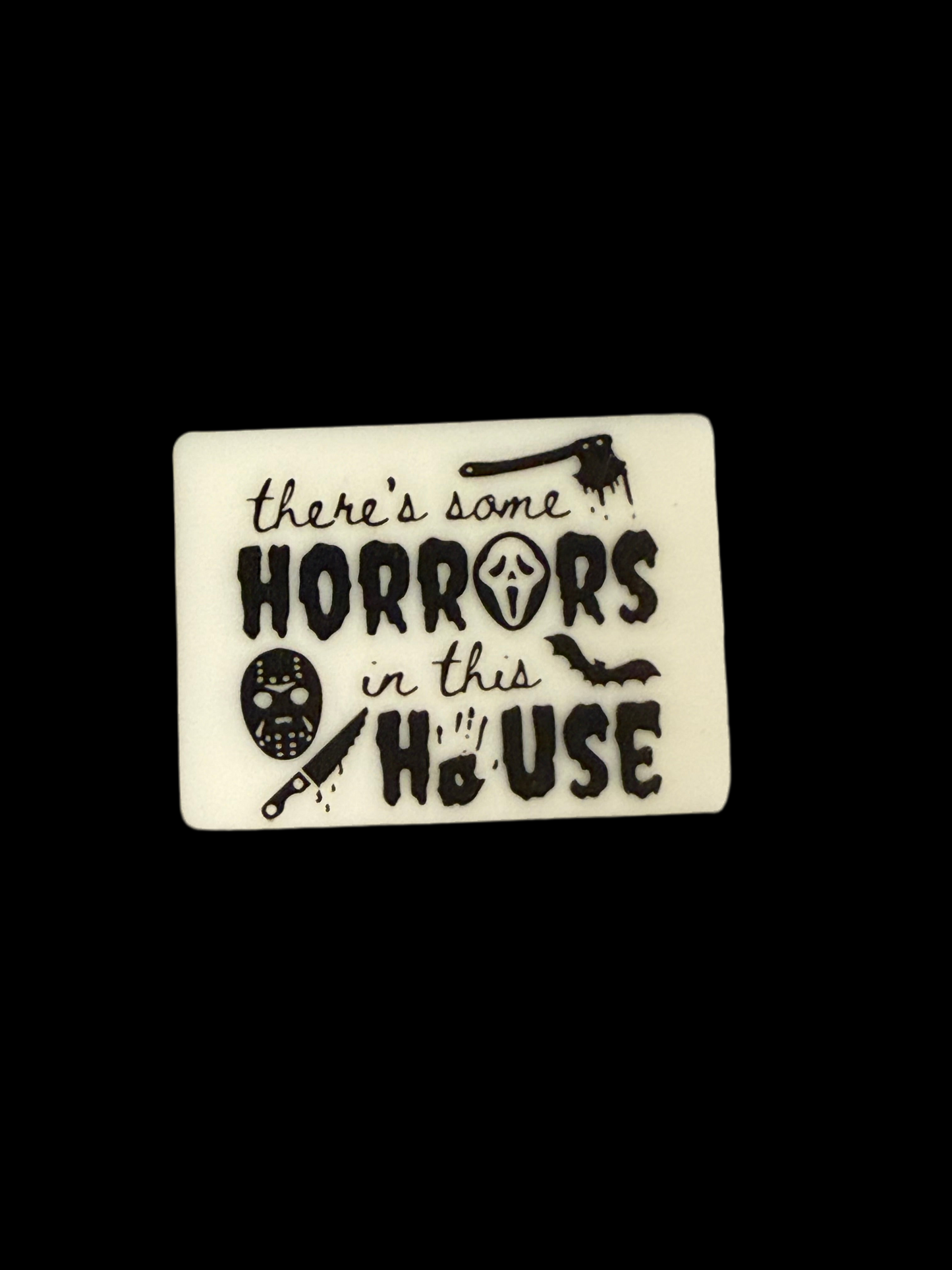 F/HAL20 (1)PC 1.2" There's some Horrors in this house GLOWS Focal Bead for DIY Keychains, Wristlets, Cup Charms, Car Charms ETC