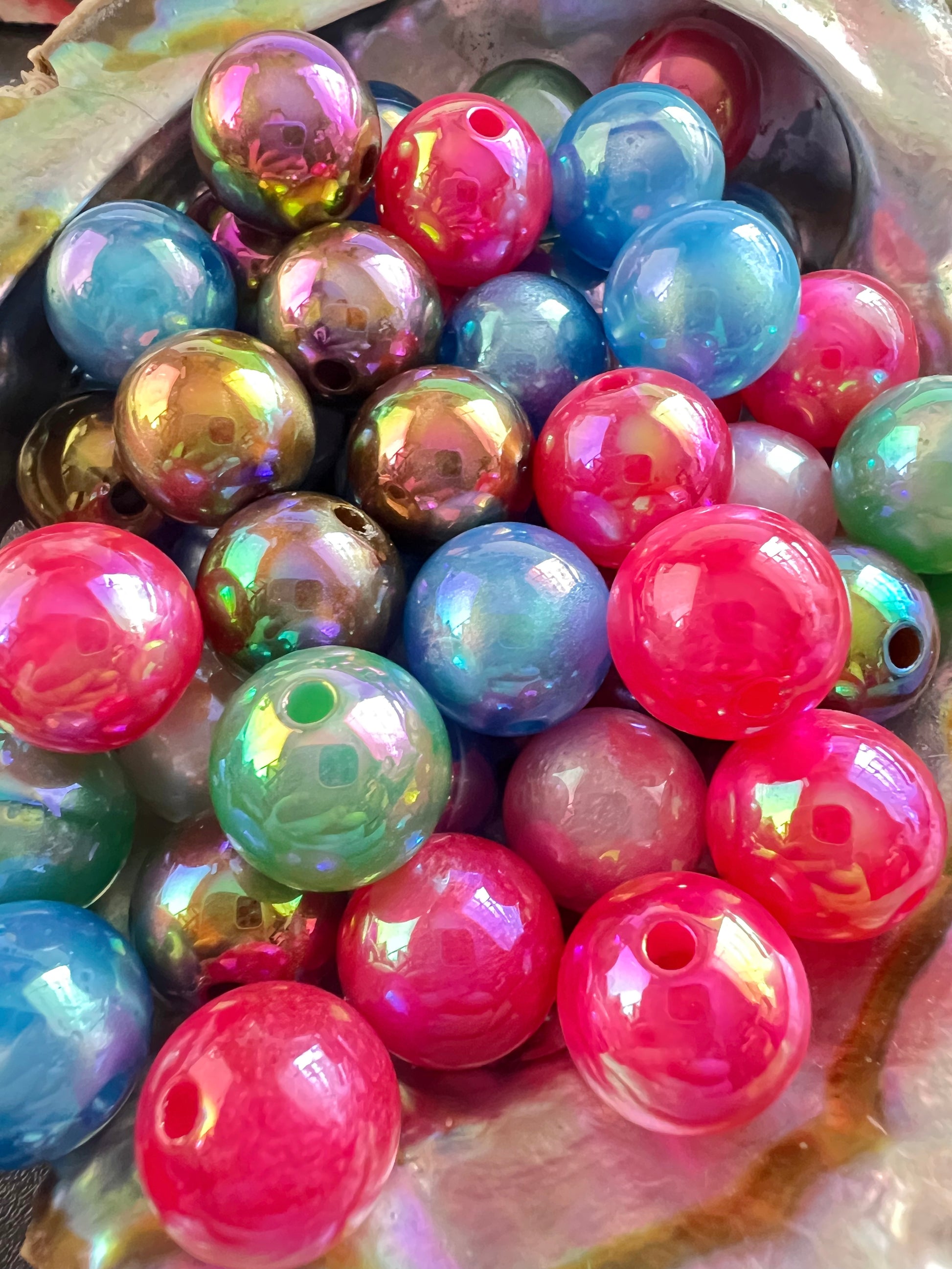 10 PCS -16mm STUNNING GLOW Rainbow Colors Galaxy UVAB Glitter Shimmer Acrylic image 0