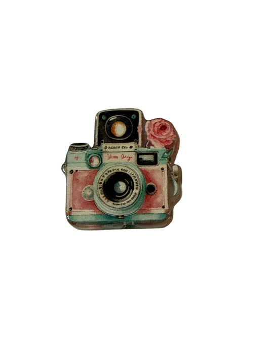 F/ACR18- (1)PC 1" Floral Camera Acrylic Focal Bead for DIY Pens, Keychains, Wristlets, Cup Charms, Car Charms ETC