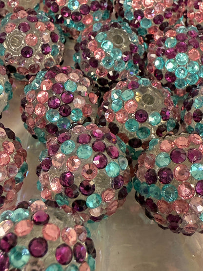 R34- (5PCS) 20mm Clear Skyblue/pink/purple Color Bubblegum Acrylic Rhinestone Beads for DIY