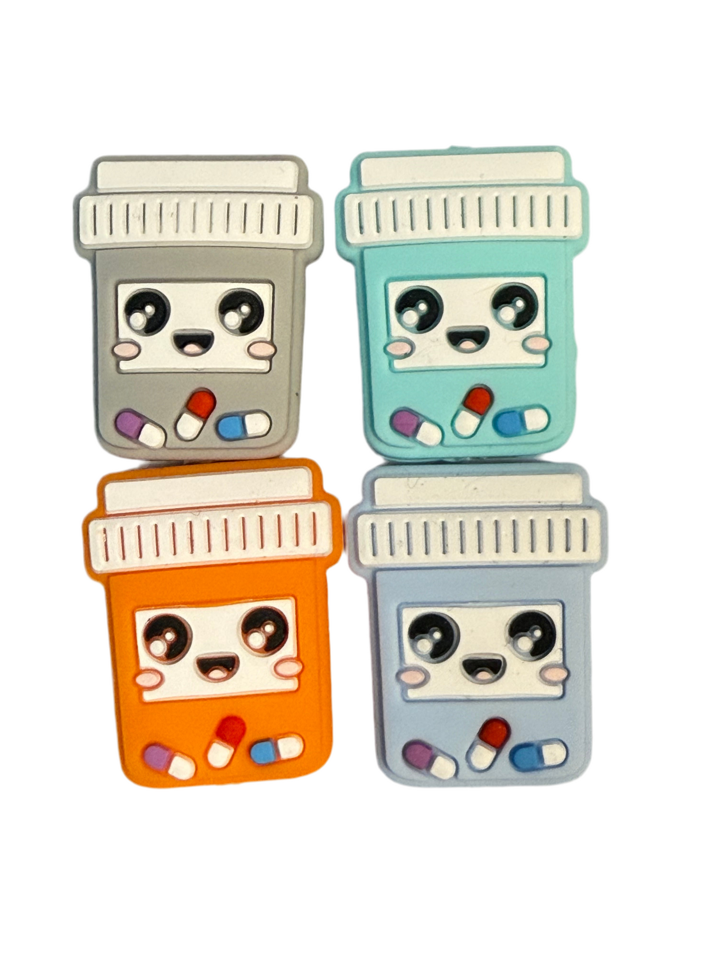 F/C27- (1)PC 1.1" Choose Your Color- Orange/Gray/Mint/Sky Blue Med Bottle Focal Bead for DIY Keychains, Wristlets, Cup Charms, Car Charms ETC