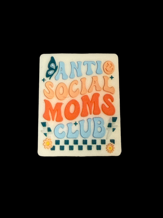 F/M8- (1)PC 1.2" ANTI SOCIAL MOMS CLUB Focal Bead for DIY Keychains, Wristlets, Cup Charms, Car Charms ETC