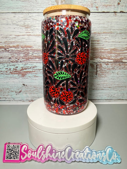(1)- Ready To Ship CHERRY Design 16OZ ACRYLIC Snow Globe Tumbler