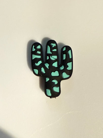 F/C26- (1)PC 1.1" Choose your color- Leopard OR Stripes Saguaro Cactus Focal Bead for DIY Keychains, Wristlets, Cup Charms, Car Charms ETC