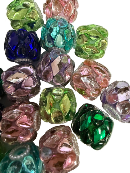 R142- (5PCS) 20mm High Quality Mixed Colors Round Rhinestone Beads for DIY