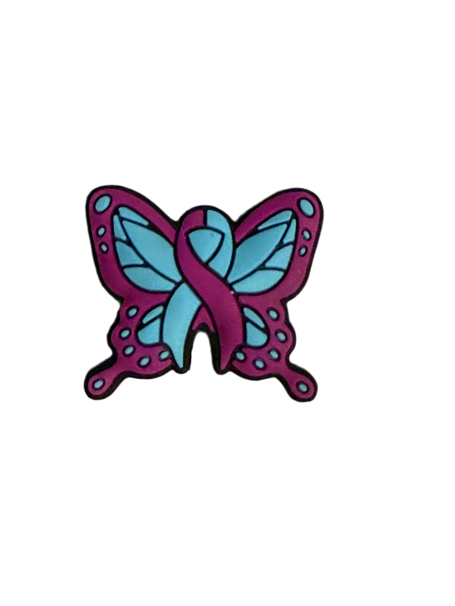 F/DX 15 (1)PC 1.1" Blue/Purple Butterfly W/Ribbon Focal Bead for DIY Keychains, Wristlets, Cup Charms, Car Charms ETC