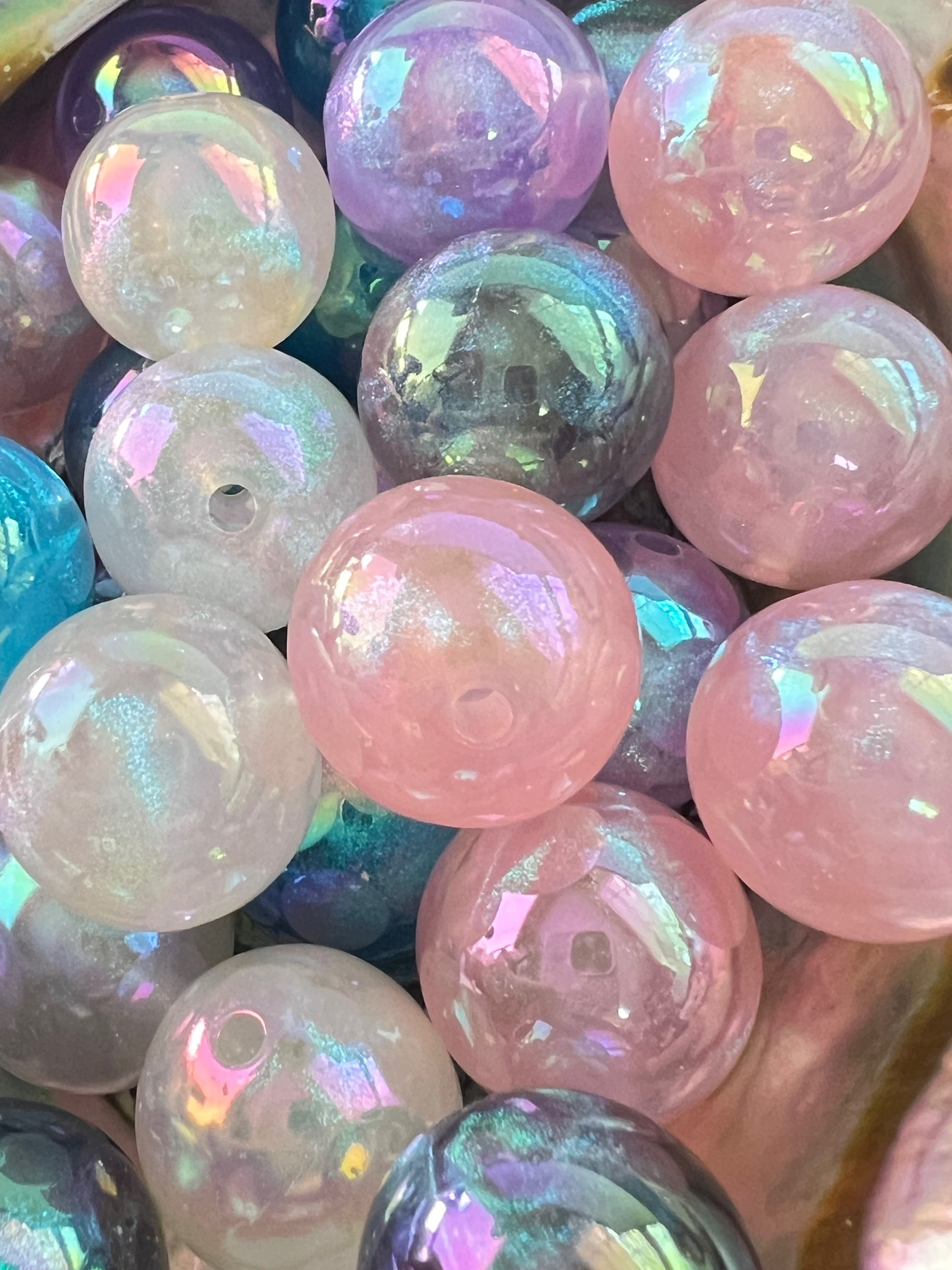 10 PCS - 20mm GALAXY Mixed Colors Glitter Iridescence Round Acrylic Beads image 2