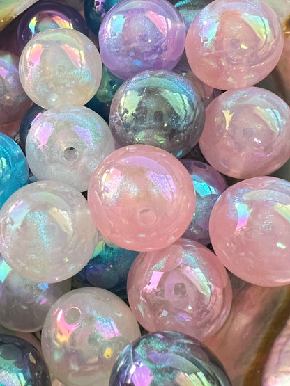 10 PCS - 20mm GALAXY Mixed Colors Glitter Iridescence Round Acrylic Beads image 2